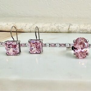 Elegant Pink Sapphire Sterling Silver Jewelry Set